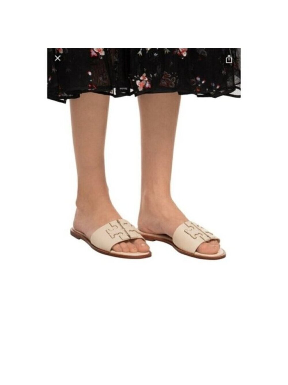 Tory Burch Ines Slides Sea Shell Pink Calf Leather Size‎ 7.5 US